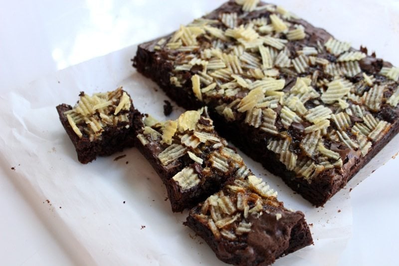 Caramel Potato Chip Brownies