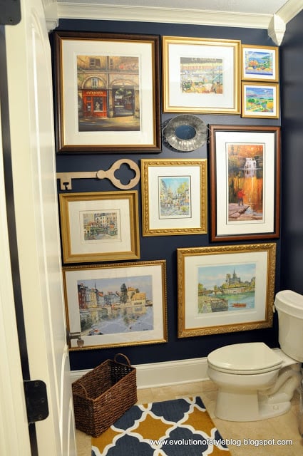 TheChic_bathroomgallerywall bathroom gallery wall