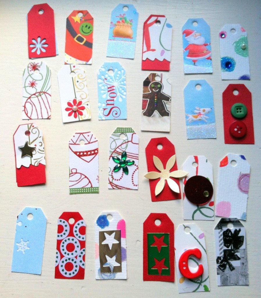 up cycled cards to gift tags