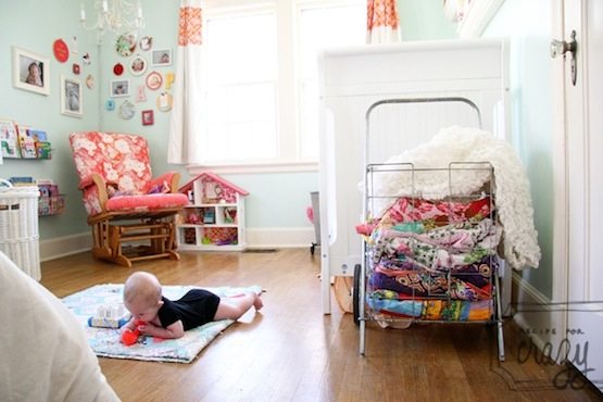 blankets in wire cart
