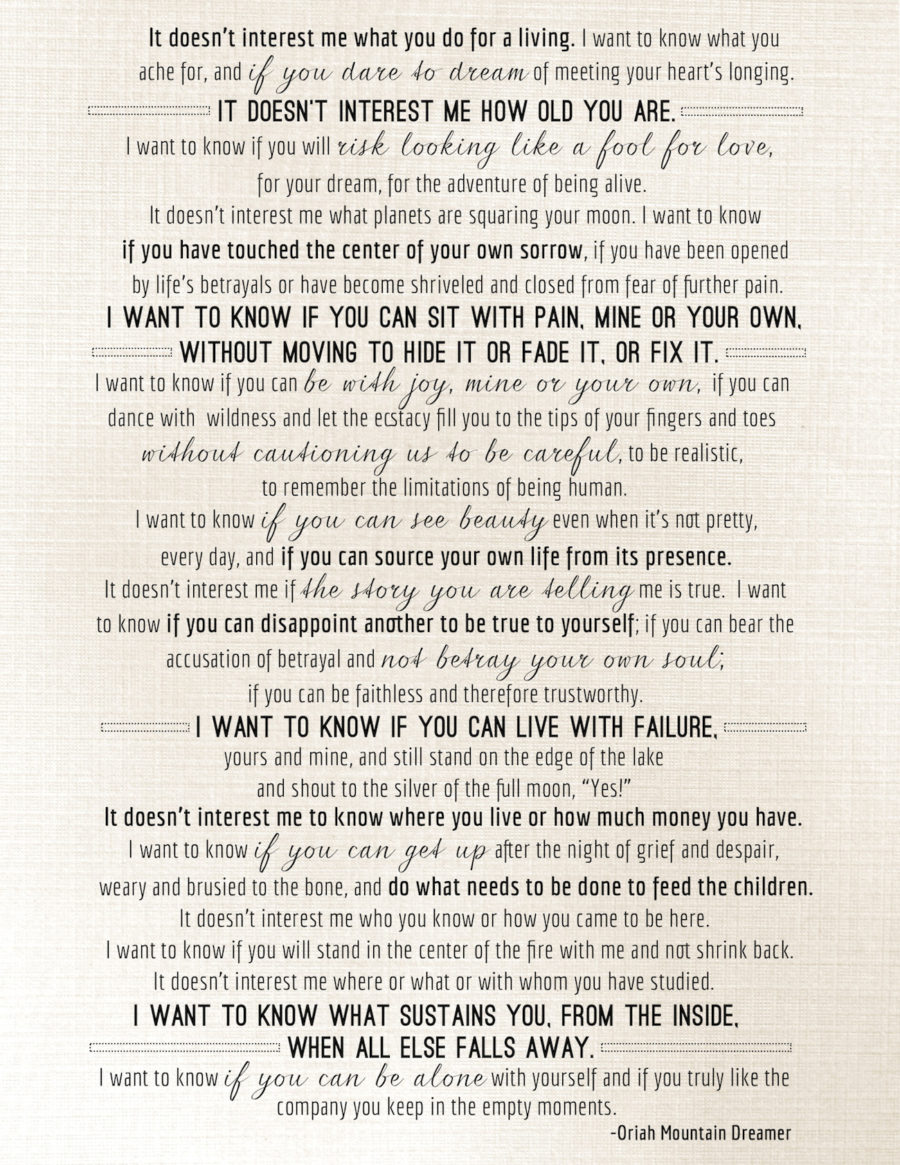 What Sustains You…