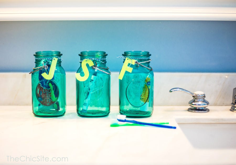 Monogram Mason Jar Storage