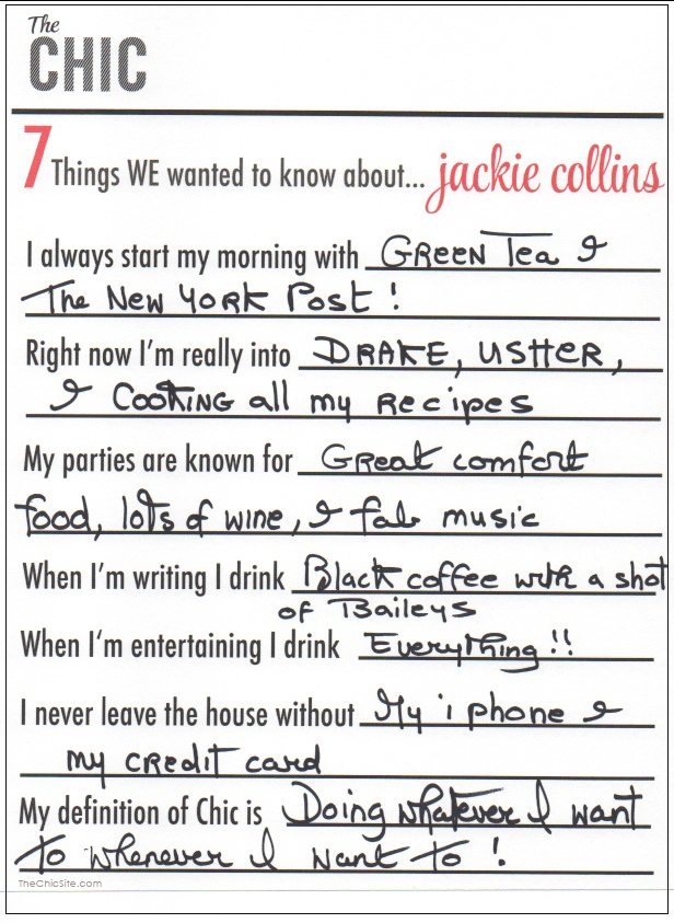 jackie collins handwriting