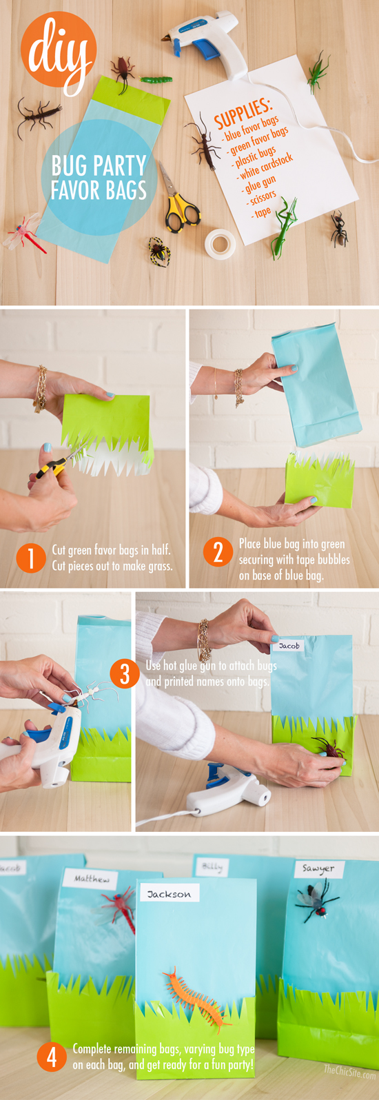 Grass favor bag with bugs