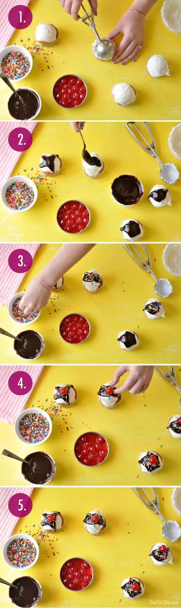 how to make cupcakes look like ice cream sundaes
