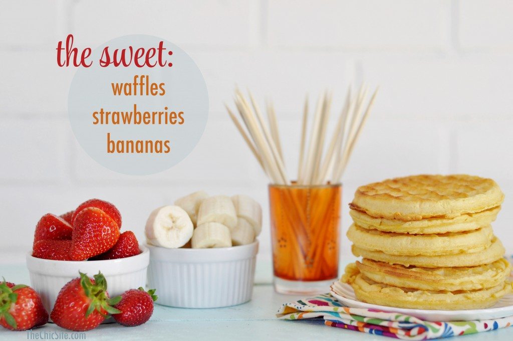bananas and strawberries and waffles kabobs