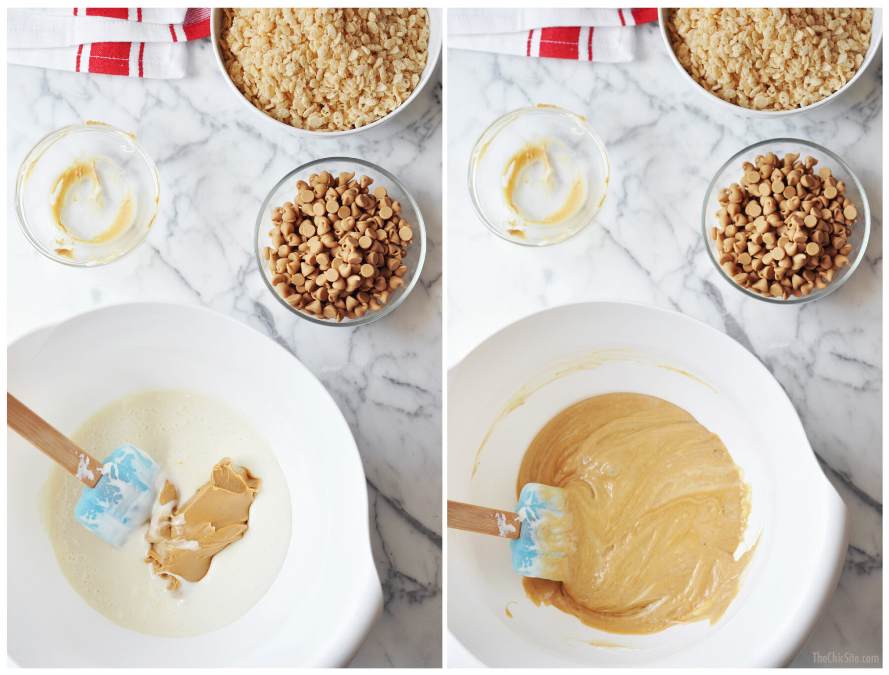 how to add peanut butter to rice krispies