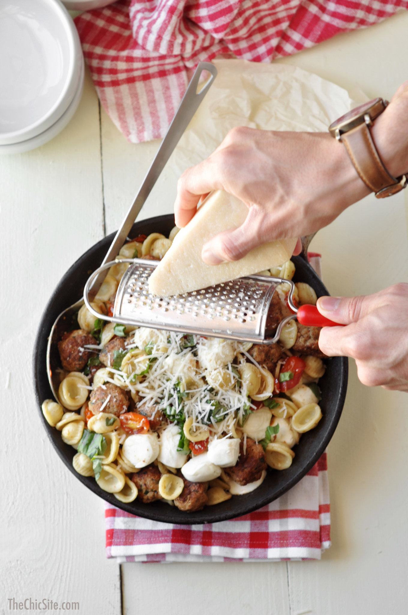 grating parmesan cheese