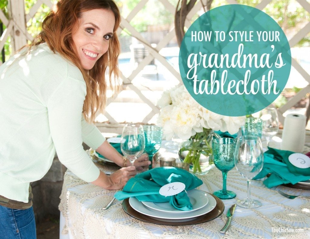 crocheted table cloth, rachel hollis