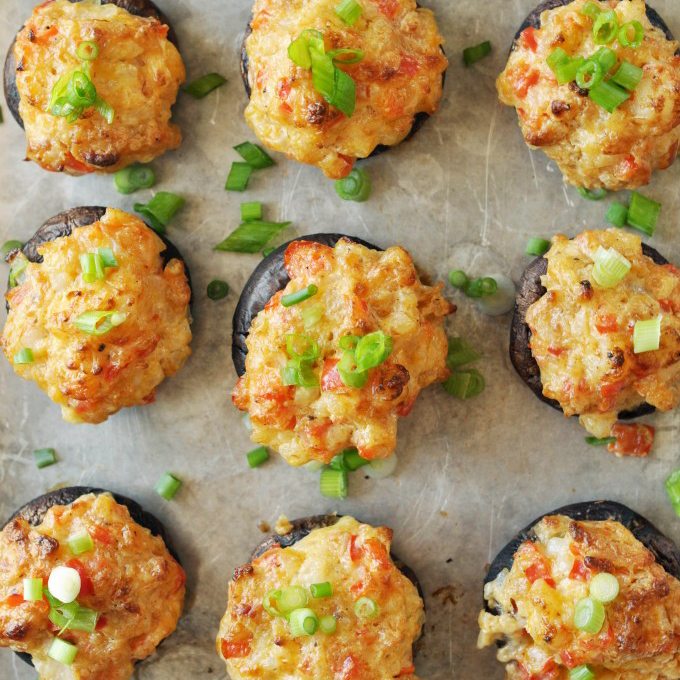 Cheesy Shrimp Dip Stuffed Mushrooms