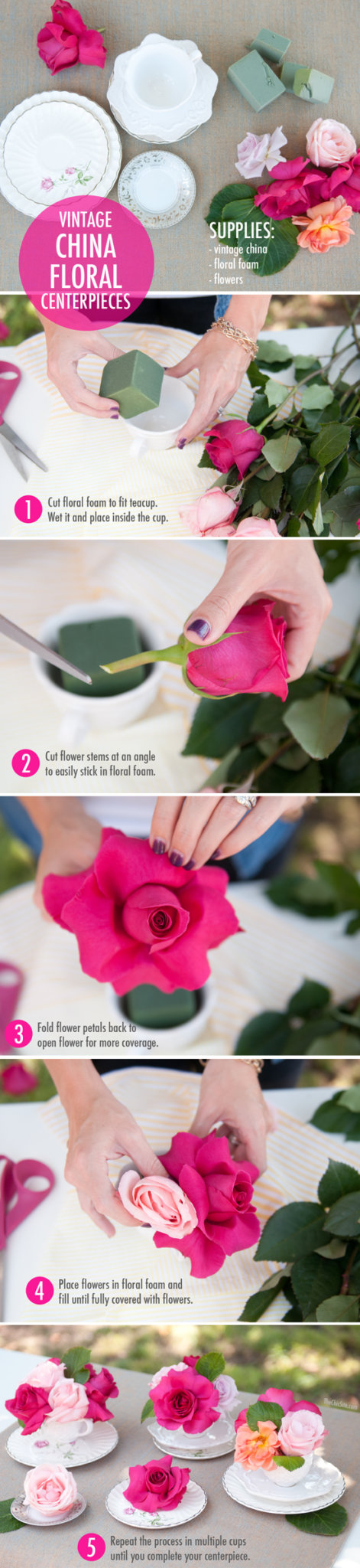 roses and china centerpiece
