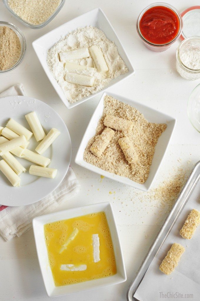 coating mozzarella sticks