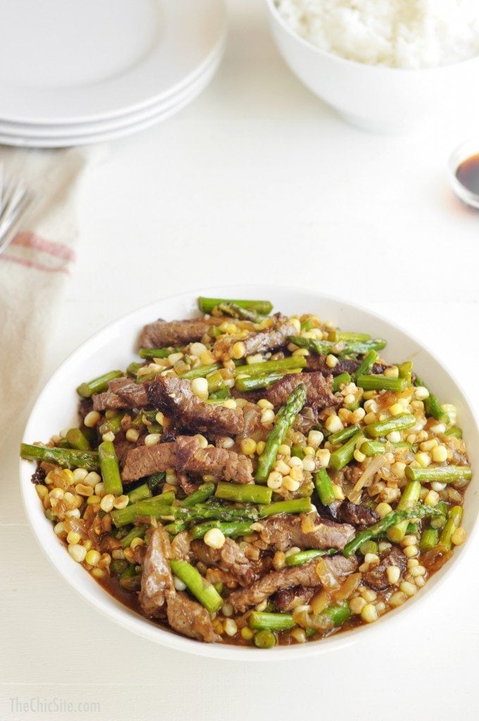 corn asparagus and beef