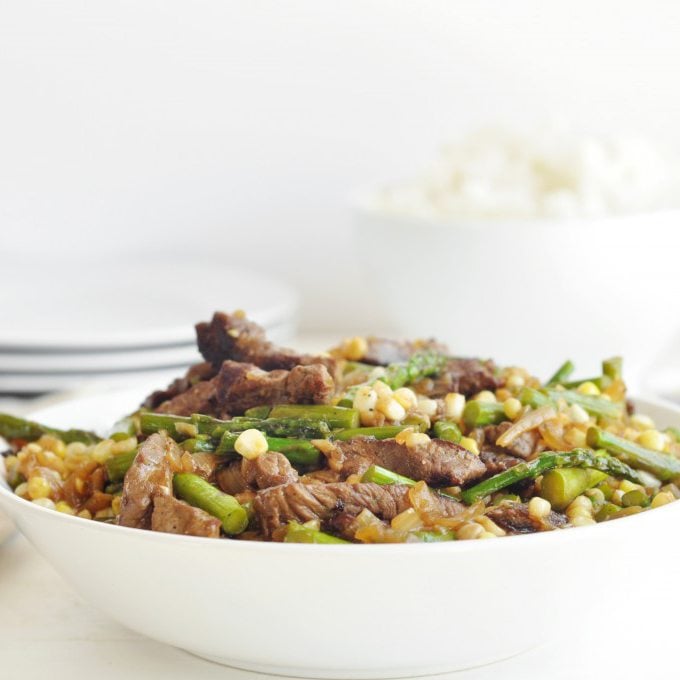Fresh Corn and Asparagus Beef Stir-Fry