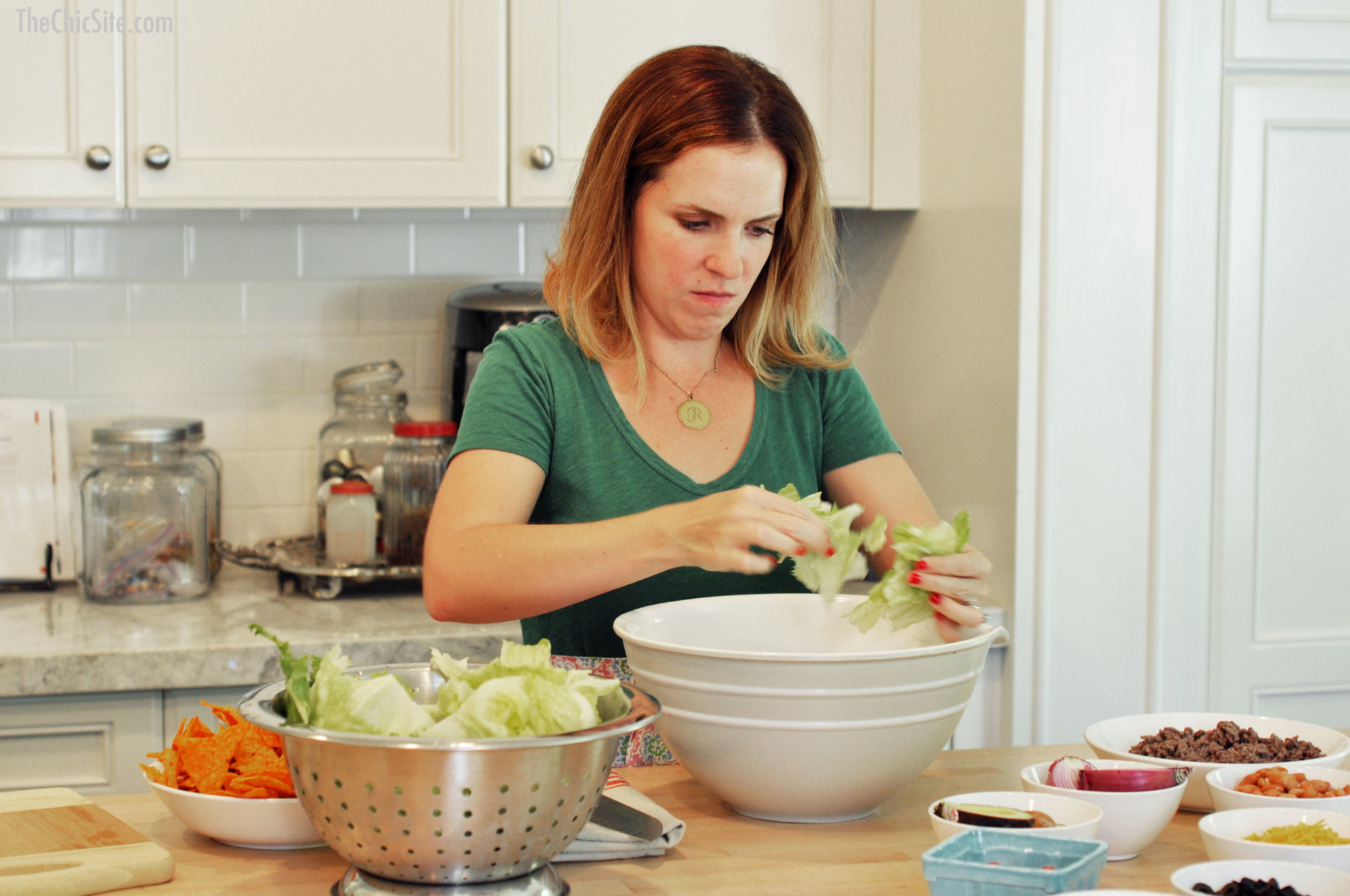 shredding lettuce - Rachel Hollis