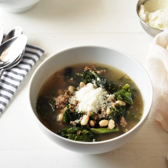 Slow-Cooker White Bean, Sausage & Kale Soup