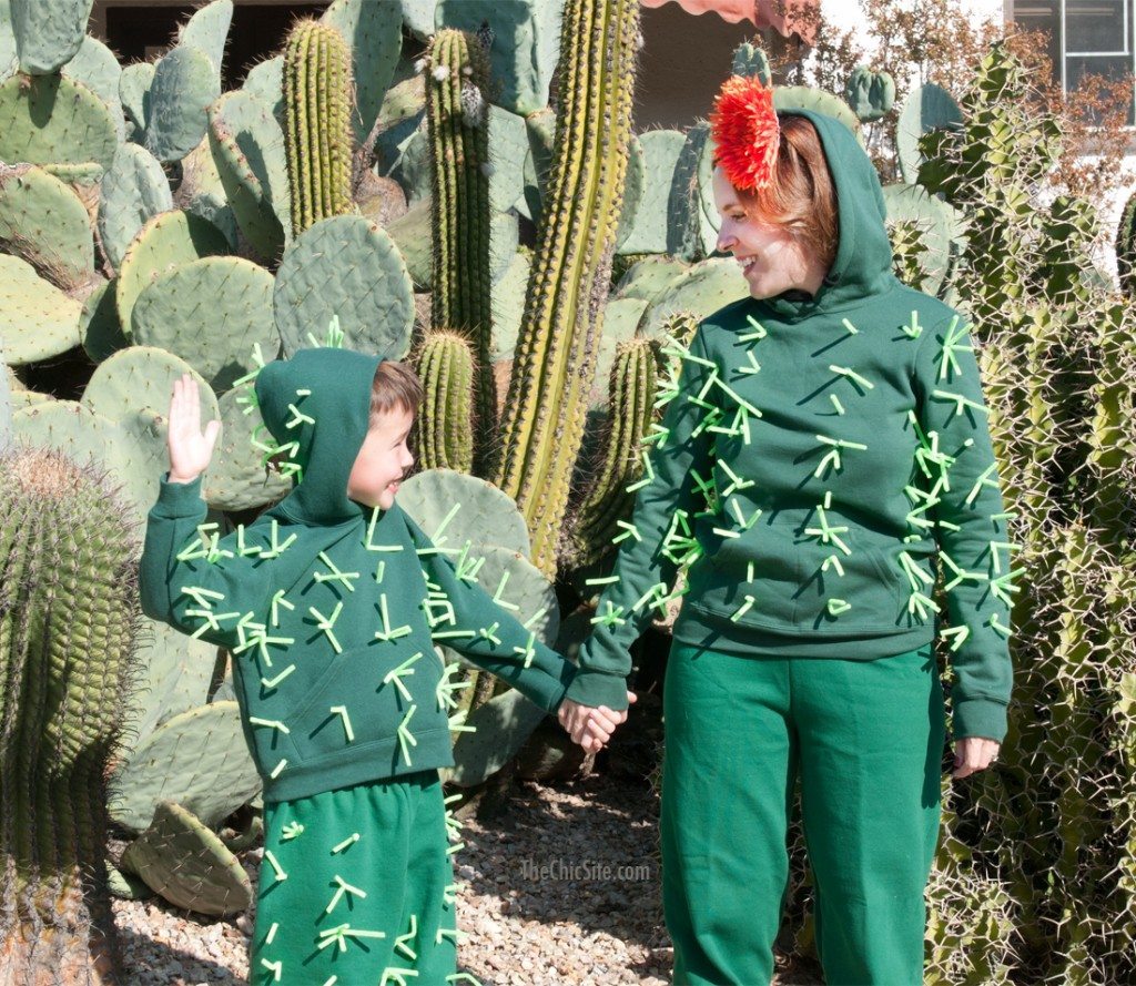 Matching Cactus Costumes for Mom and Kids