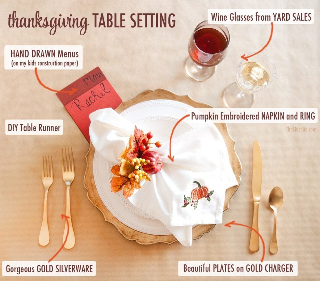 sur la table placesetting