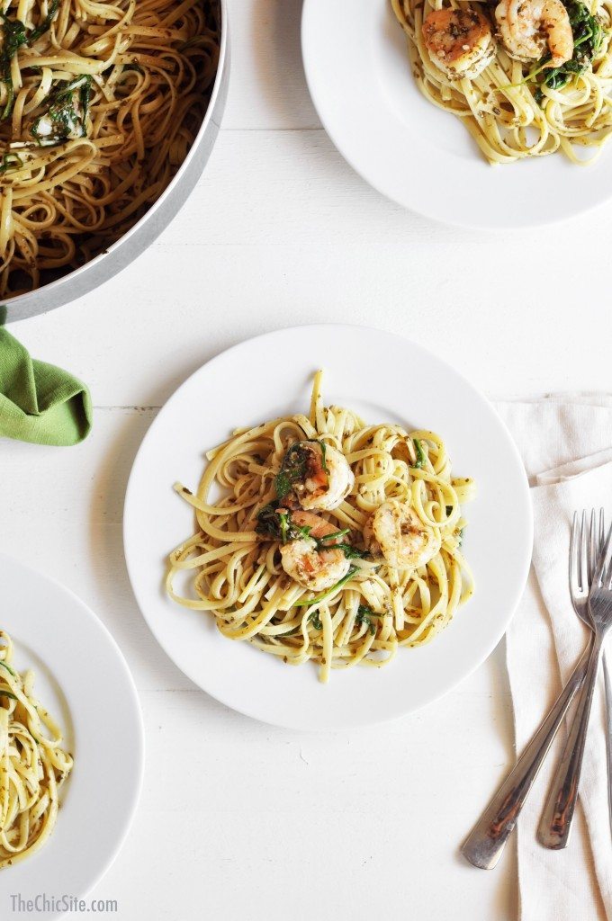 linguine pesto with shrimp