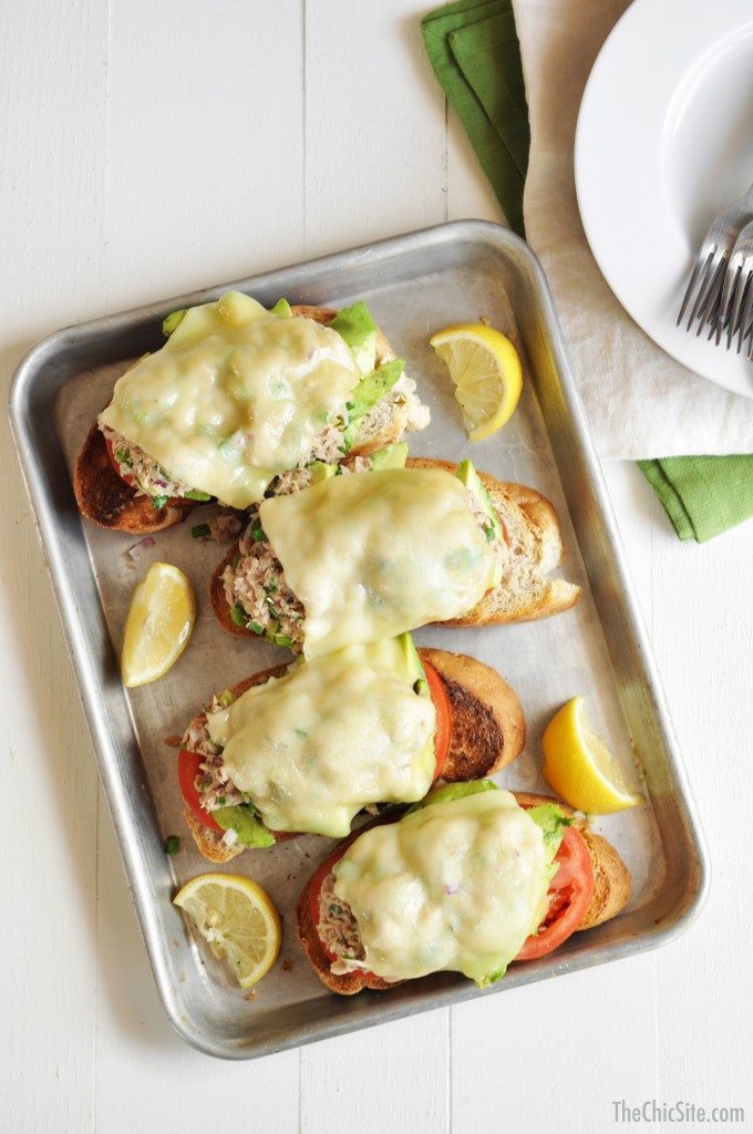 avocado tuna melts with swiss