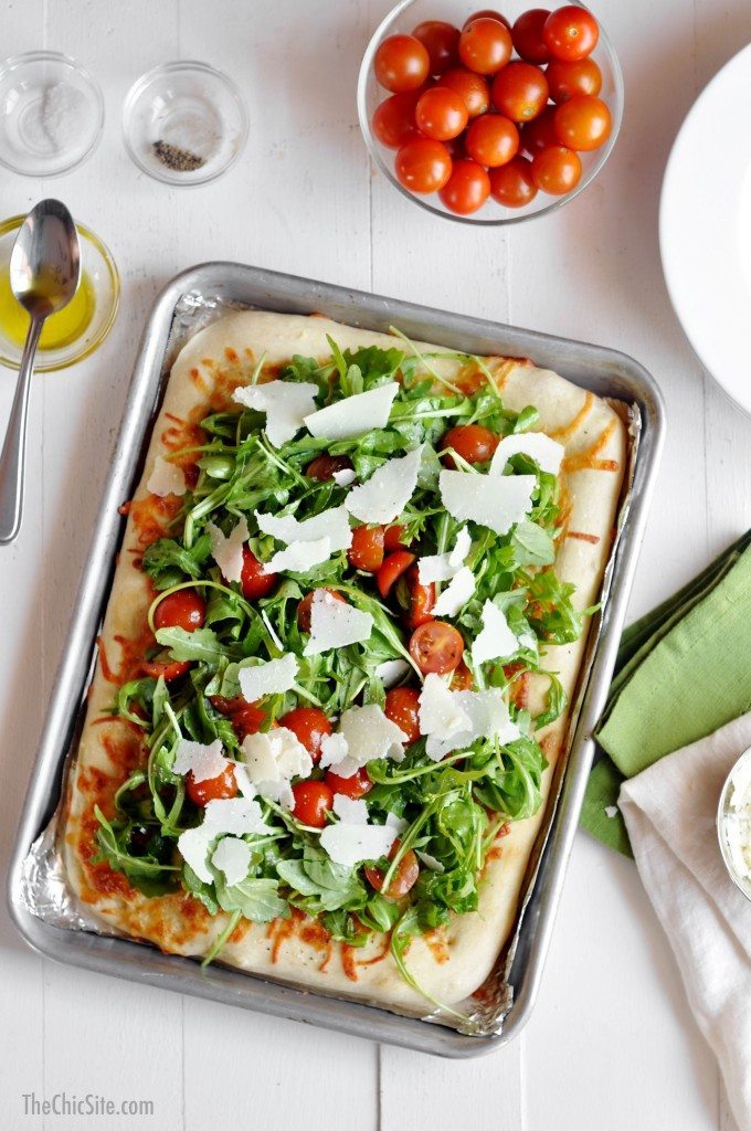 salad on top of pizza