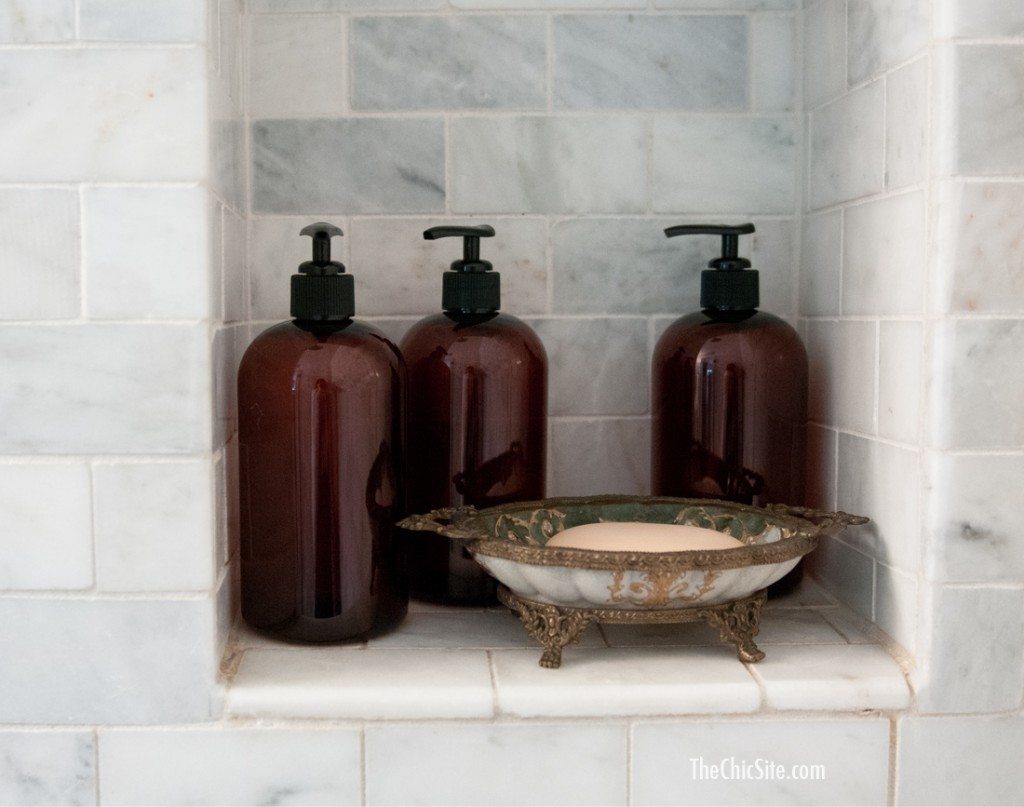 brown soap bottles