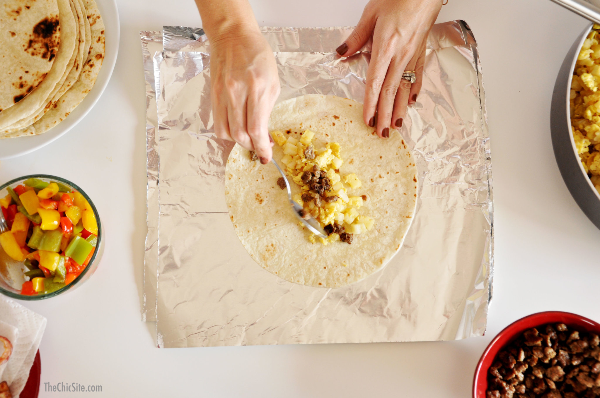 how to wrap breakfast burritos Rachel Hollis