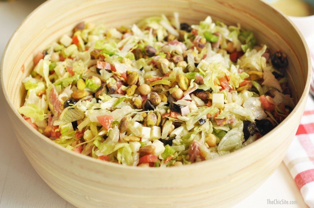 chopped salad with pistachios