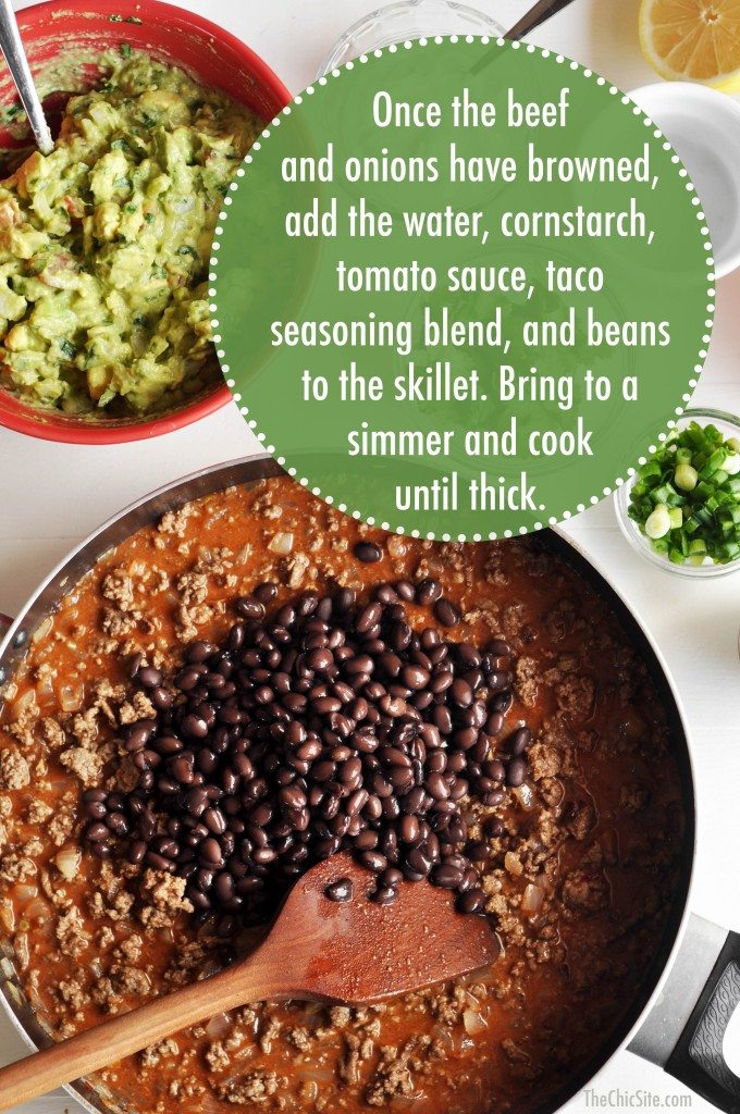 beef and black bean nacho topping