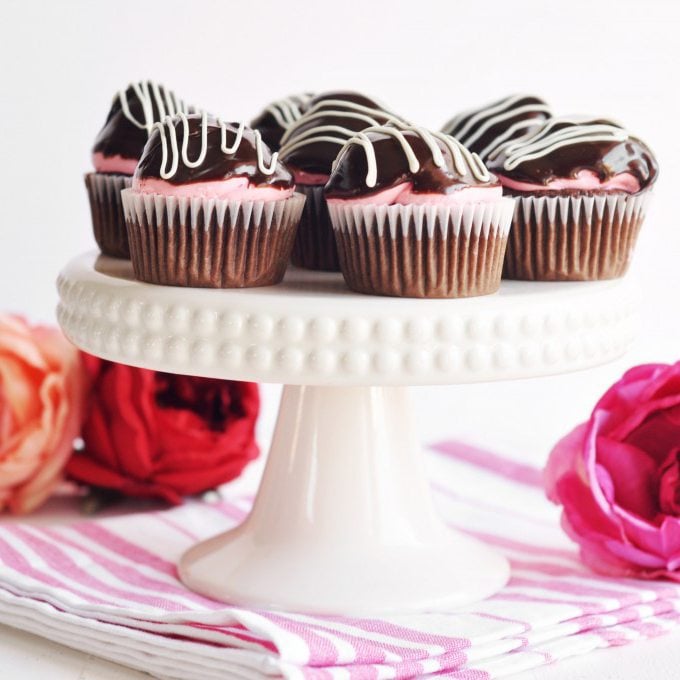 Chocolate Dipped Strawberry Cupcakes