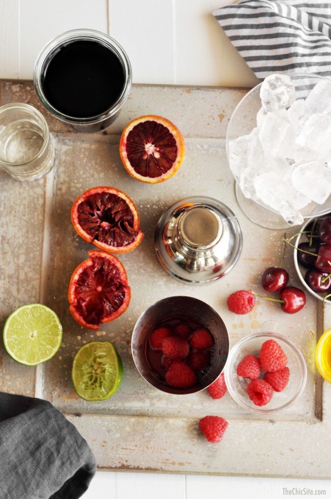 raspberry and blood orange cocktails