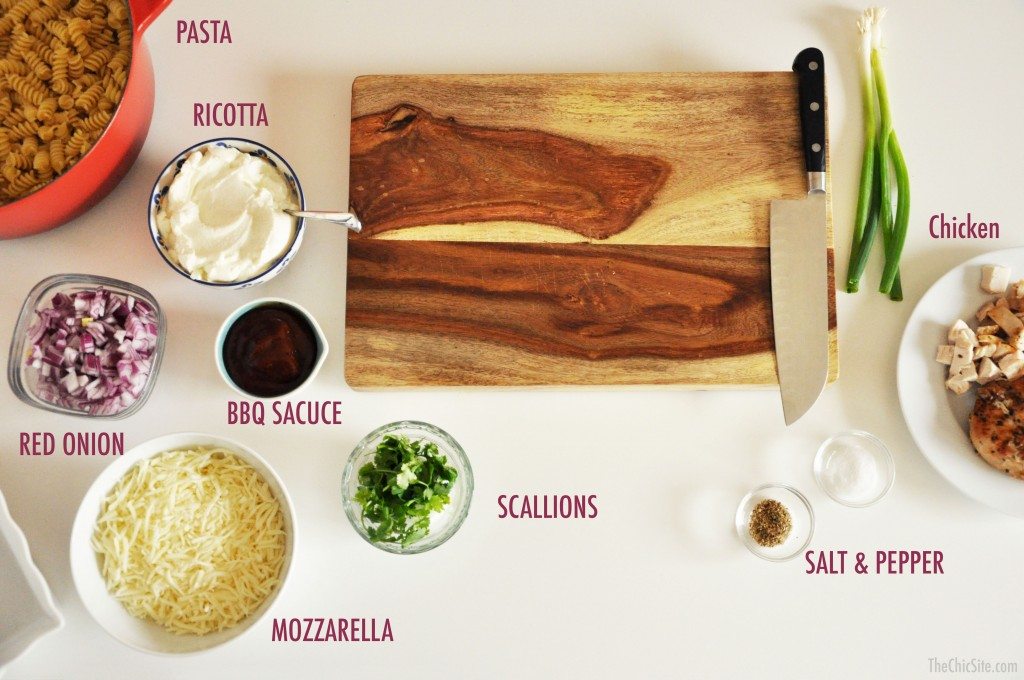 ingredients for pizza pasta bake