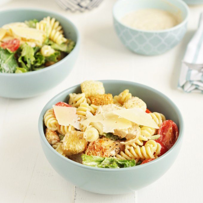 Kale Caesar Pasta Salad