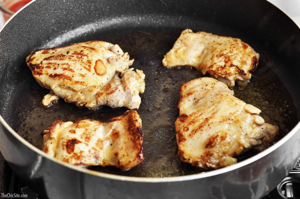 browning chicken in skillet