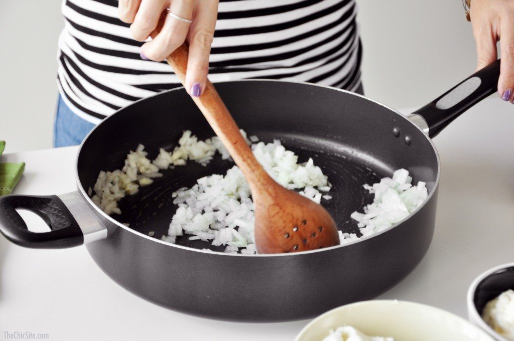 cooking onions in pan