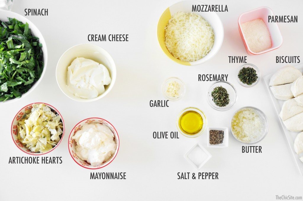 spinach dip and biscuits