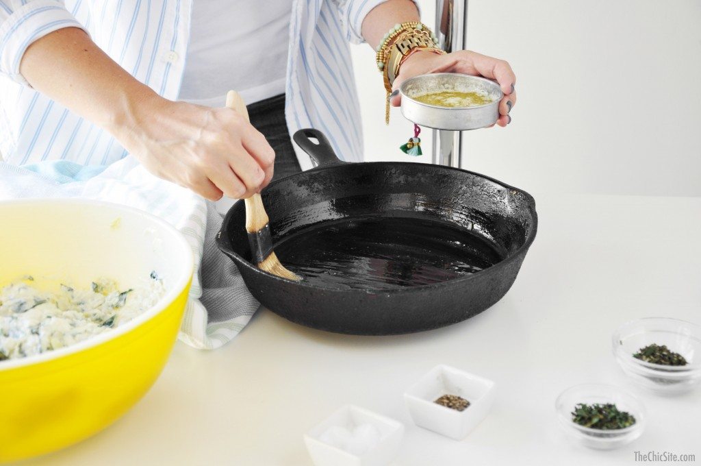 greasing a skillet