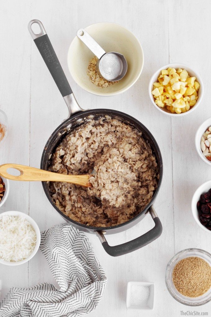 cooked oatmeal in pot