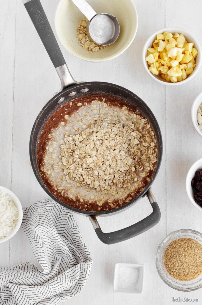 cooking oatmeal on stovetop
