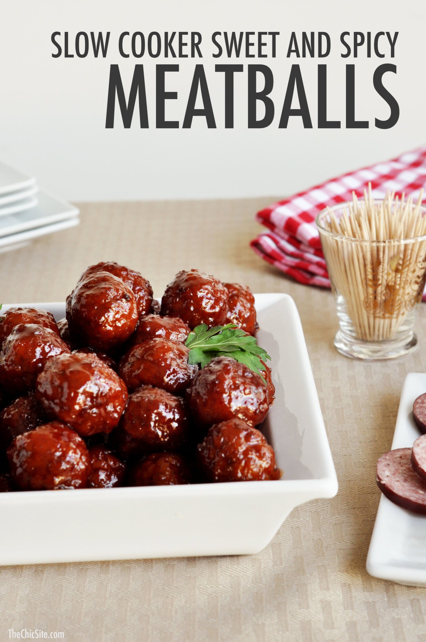 cocktail party appetizers, sweet and spicy meatballs