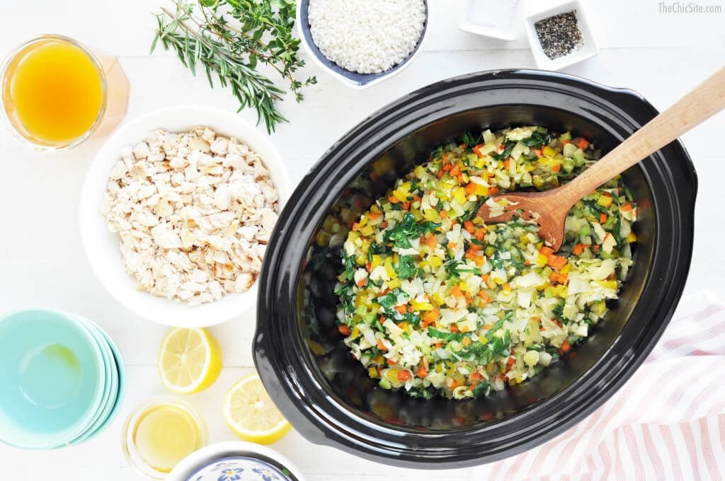 healthy soups, slow cooker lemon chicken artichoke soup