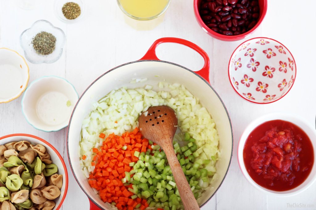 veggies cooking in pots