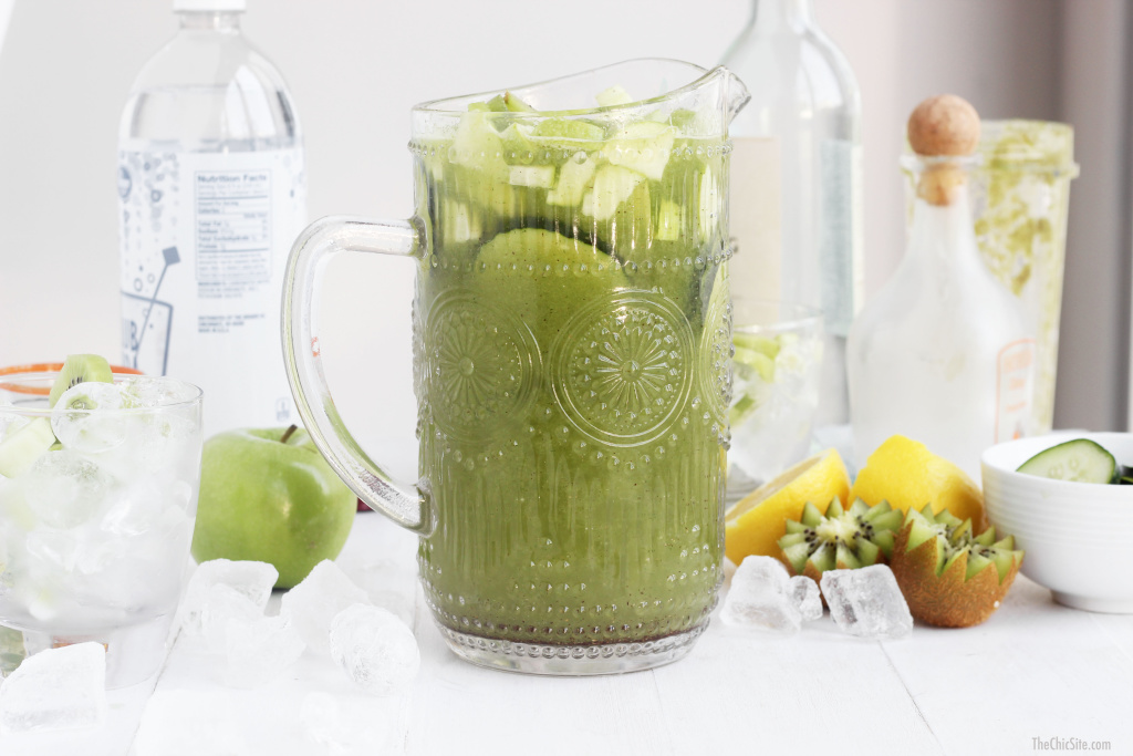 green sangria in pitcher