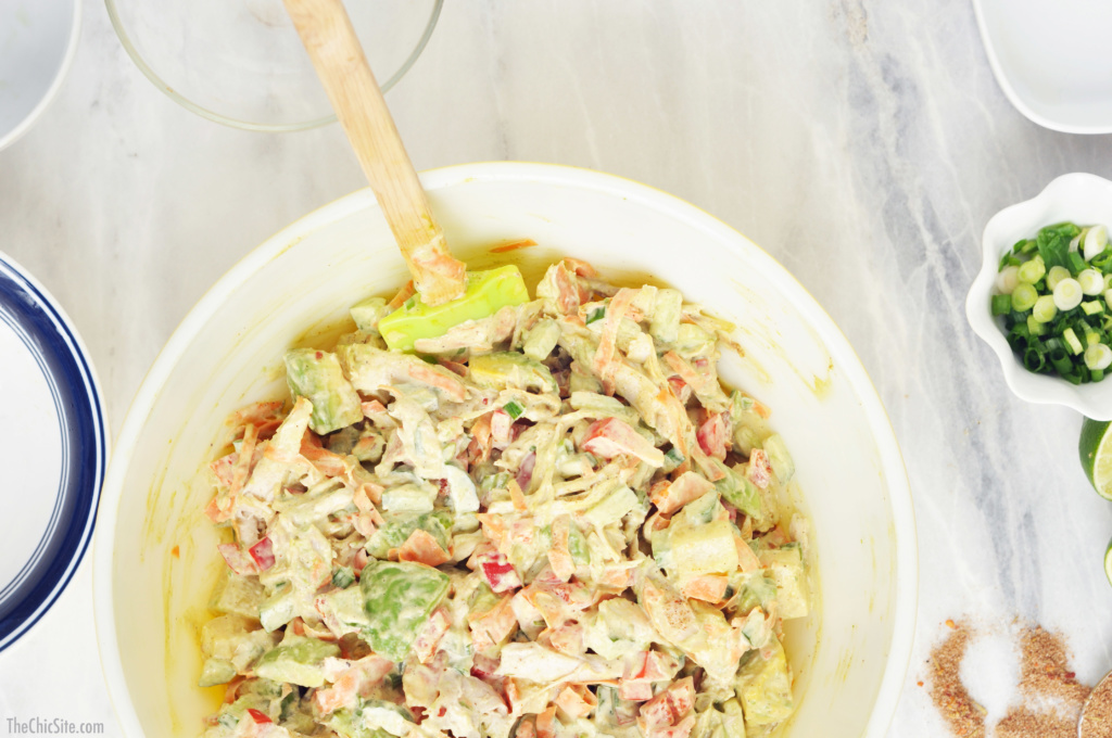 chicken salad with jerk chicken