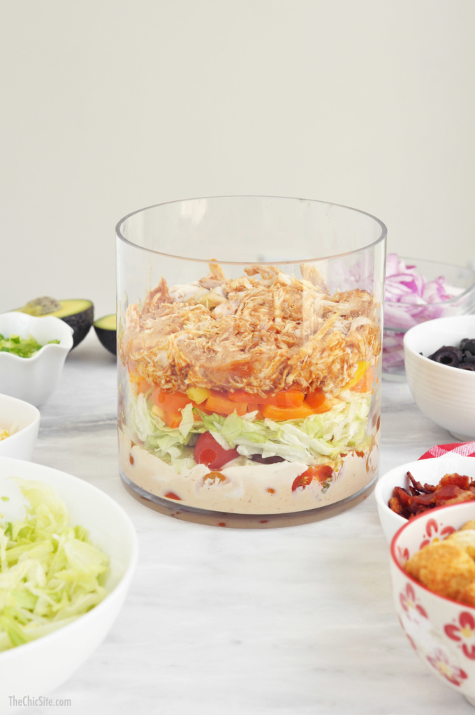 BBQ Chicken Layered Salad | BBQ Ranch | The Chic Site