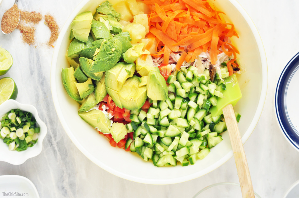 loaded vegetable chicken salad