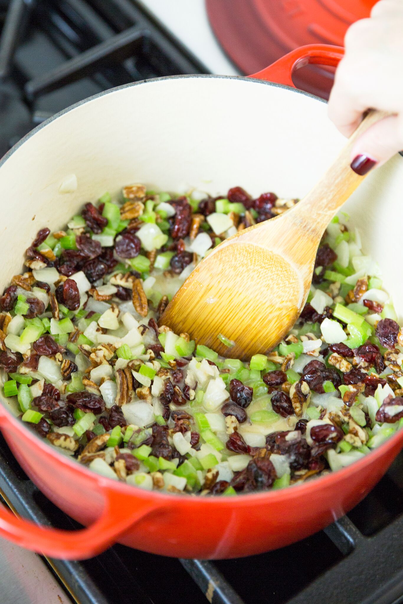Saute veggies for stuffing | The Chic Site