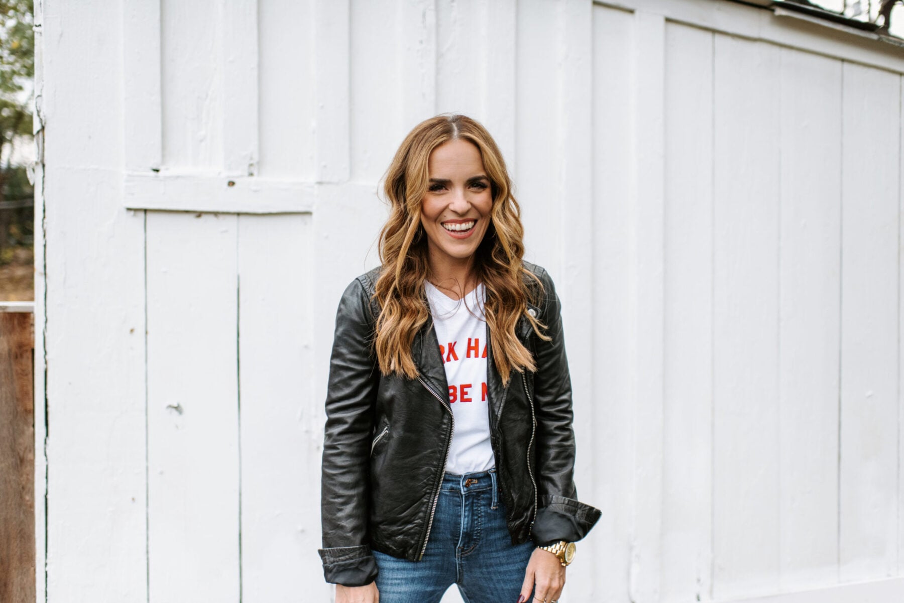 Ways to Style a Leather Jacket - Rachel Hollis